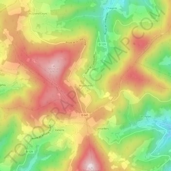 Mappa topografica Monchanin, altitudine, rilievo