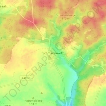 Mappa topografica Schmannewitz, altitudine, rilievo