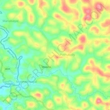 Mappa topografica Kayyunni, altitudine, rilievo