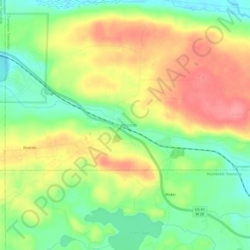 Mappa topografica Champion, altitudine, rilievo