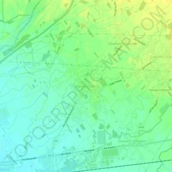 Mappa topografica Zoppola, altitudine, rilievo