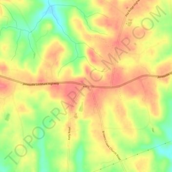 Mappa topografica Kelly, altitudine, rilievo