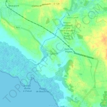 Mappa topografica Gaschet, altitudine, rilievo