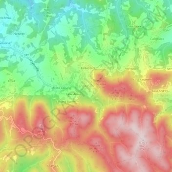 Mappa topografica Sant'Albano, altitudine, rilievo