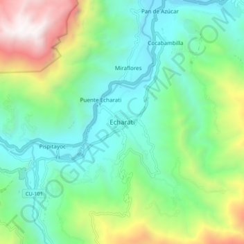 Mappa topografica Echarati, altitudine, rilievo