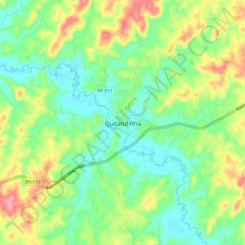Mappa topografica Quitandinha, altitudine, rilievo