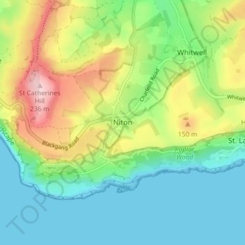 Mappa topografica Niton, altitudine, rilievo
