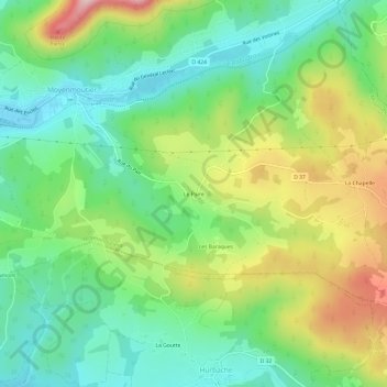 Mappa topografica Le Paire, altitudine, rilievo