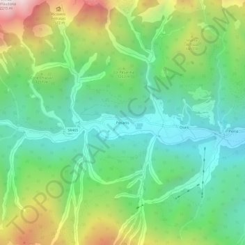 Mappa topografica Pesariis, altitudine, rilievo