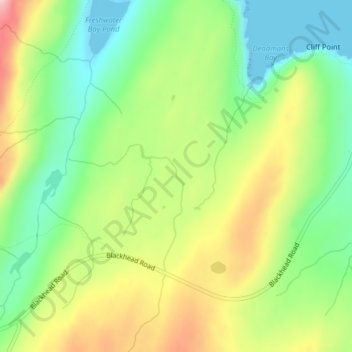Mappa topografica Deadmans Pond, altitudine, rilievo
