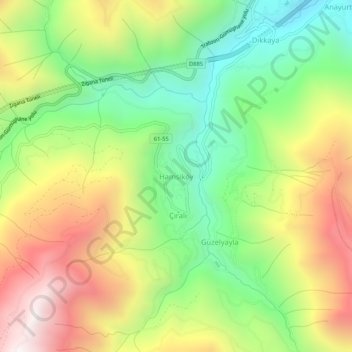 Mappa topografica Hamsiköy, altitudine, rilievo