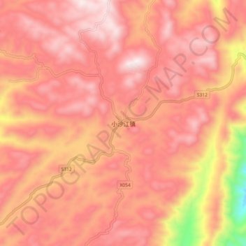 Mappa topografica 小沙江镇, altitudine, rilievo
