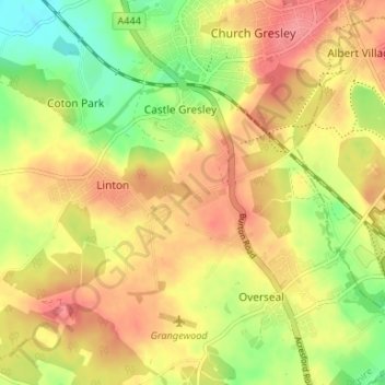 Mappa topografica Linton Heath, altitudine, rilievo