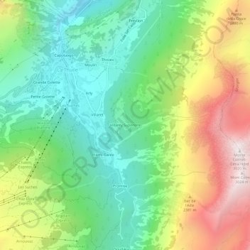 Mappa topografica Villarey Superiore, altitudine, rilievo