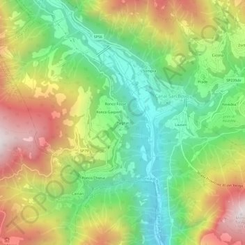 Mappa topografica Pugnai, altitudine, rilievo