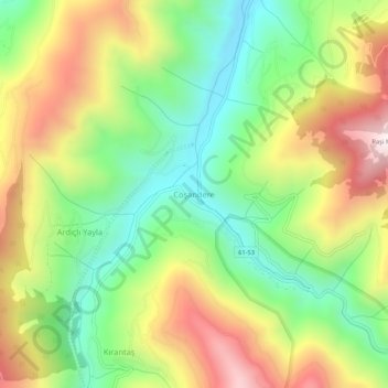 Mappa topografica Coşandere, altitudine, rilievo