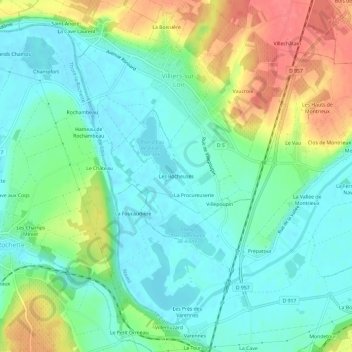 Mappa topografica Les Rocheuses, altitudine, rilievo