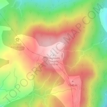 Mappa topografica Πήλιο, altitudine, rilievo