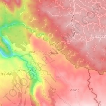 Mappa topografica Botocan, altitudine, rilievo