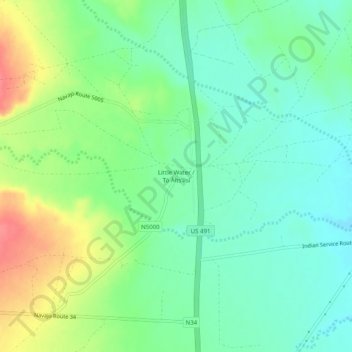 Mappa topografica Little Water, altitudine, rilievo