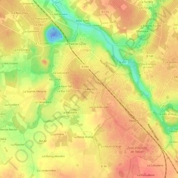 Mappa topografica Le Marais, altitudine, rilievo