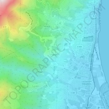 Mappa topografica Capado, altitudine, rilievo
