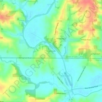Mappa topografica Martintown, altitudine, rilievo