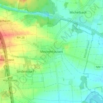 Mappa topografica Meckenhausen, altitudine, rilievo
