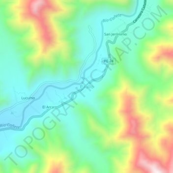 Mappa topografica Paullo, altitudine, rilievo