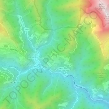 Mappa topografica Andagna, altitudine, rilievo