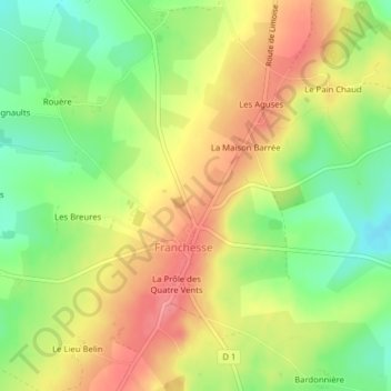 Mappa topografica Domaine Neuf, altitudine, rilievo