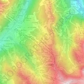 Mappa topografica Les Chavannes, altitudine, rilievo