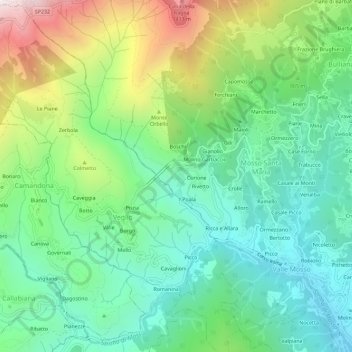 Mappa topografica Fantone, altitudine, rilievo