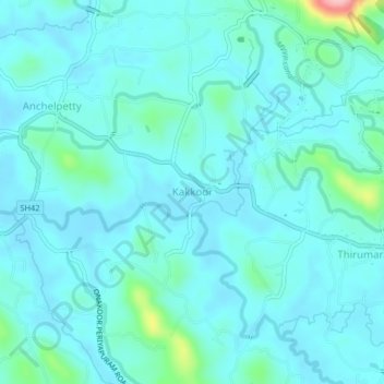 Mappa topografica Kakkoor, altitudine, rilievo