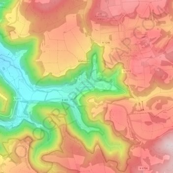 Mappa topografica Gutenberg, altitudine, rilievo