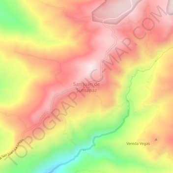 Mappa topografica San Juan de Sumapaz, altitudine, rilievo