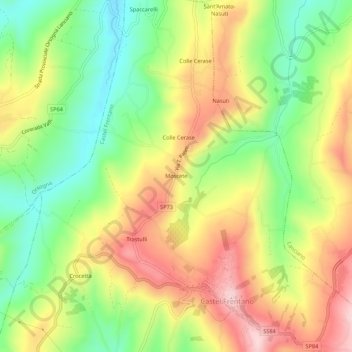 Mappa topografica Moscete, altitudine, rilievo
