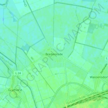 Mappa topografica Breitenrode, altitudine, rilievo