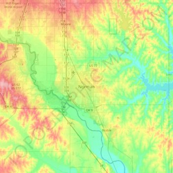 Mappa topografica Norman, altitudine, rilievo