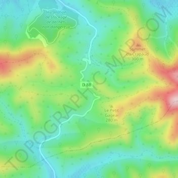 Mappa topografica Col du Gambet, altitudine, rilievo