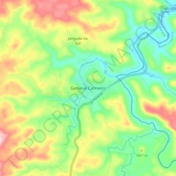 Mappa topografica General Carneiro, altitudine, rilievo