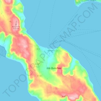 Mappa topografica Achao, altitudine, rilievo