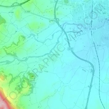 Mappa topografica Sentfores, altitudine, rilievo