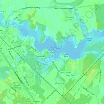 Mappa topografica Old Landing, altitudine, rilievo