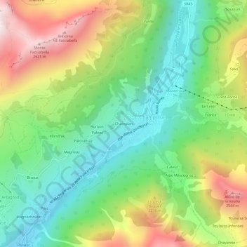 Mappa topografica Champlan, altitudine, rilievo