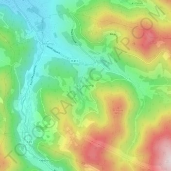Mappa topografica Les Grand Prés, altitudine, rilievo