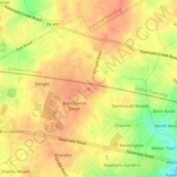 Mappa topografica Ebright Azimuth, altitudine, rilievo