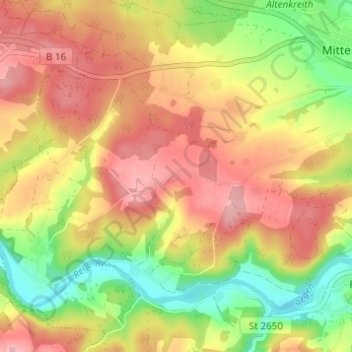 Mappa topografica Lunz, altitudine, rilievo