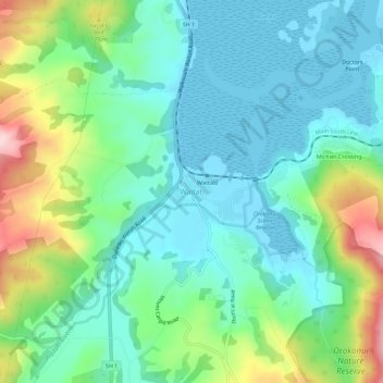Mappa topografica Waitati, altitudine, rilievo