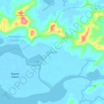Mappa topografica Dapdap, altitudine, rilievo